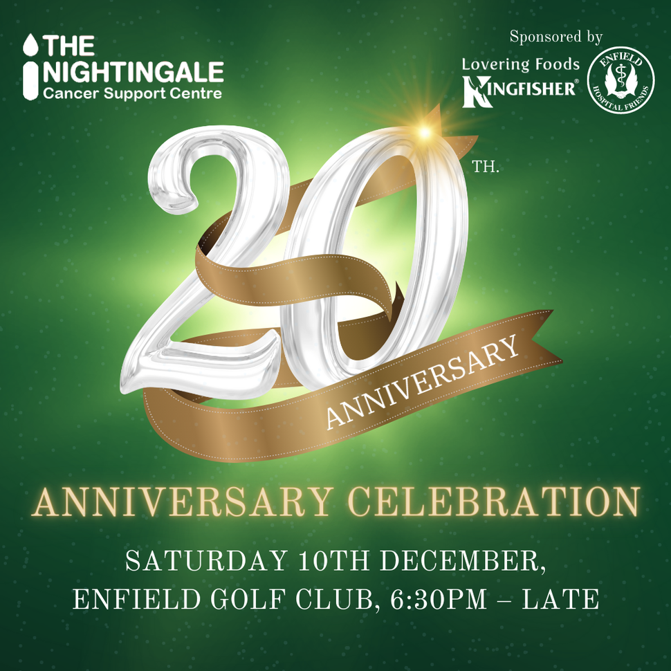 poster or flyer advertising event Nightingale Cancer Support Centre 20th Anniversary Celebration