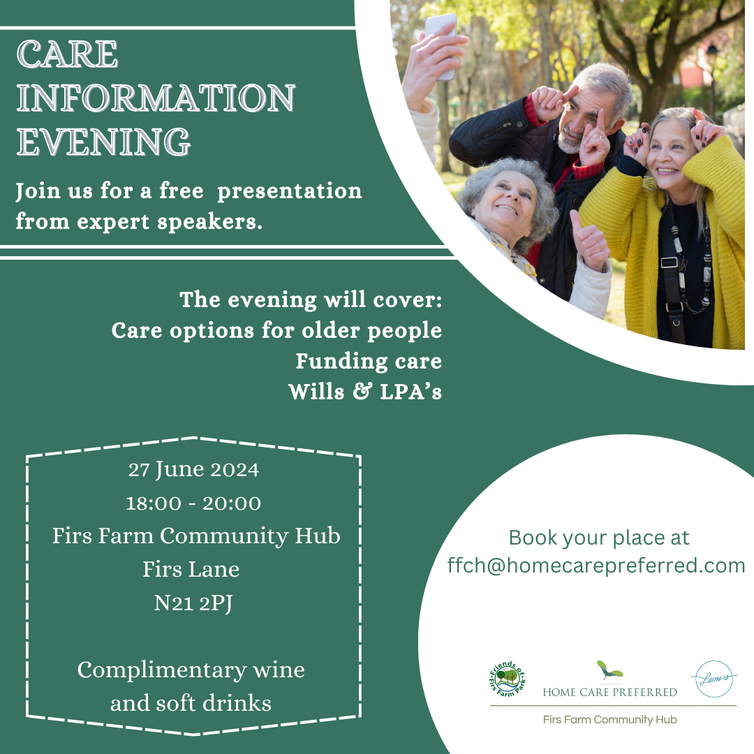 poster or flyer advertising event Care information evening